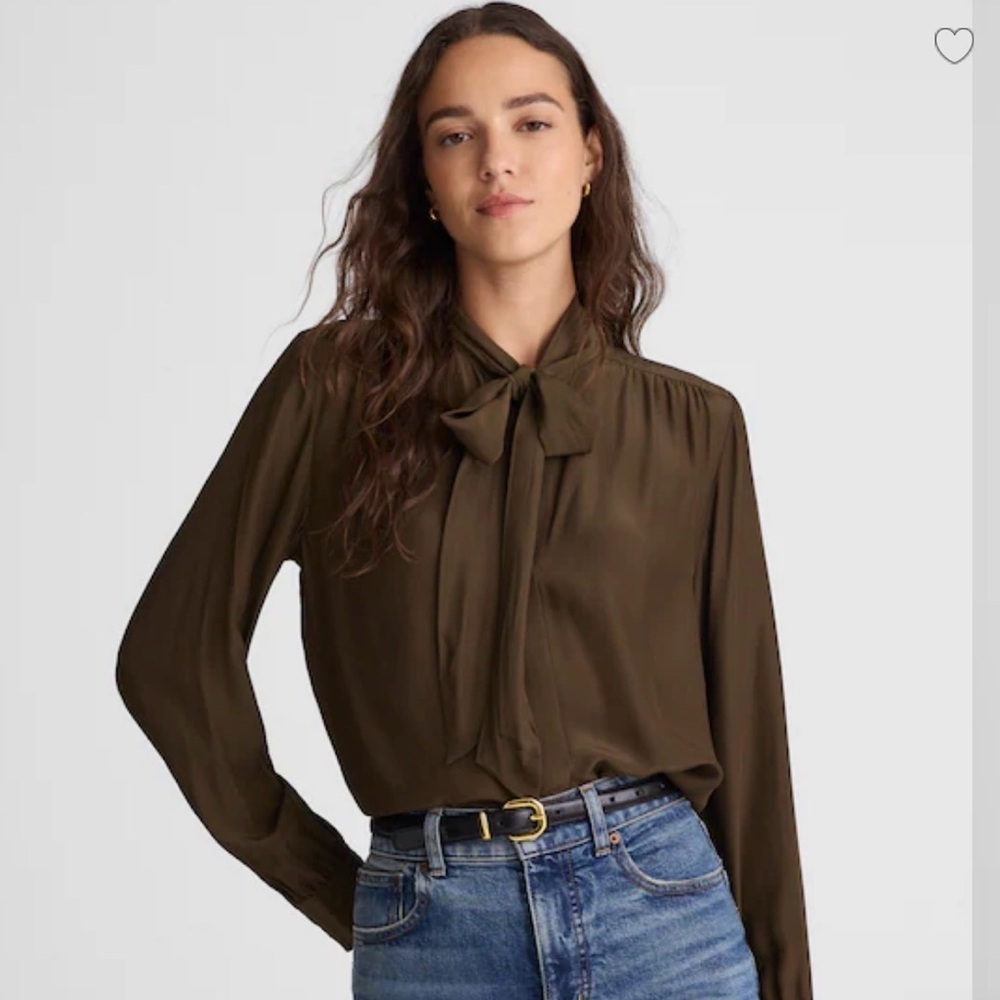 Tie-Neck Long-Sleeve Top